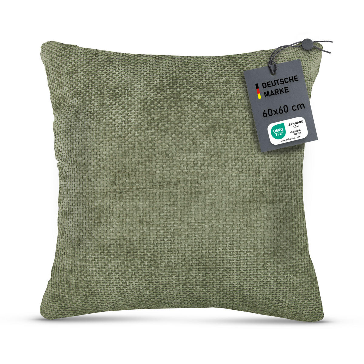 KISSENHÜLLE Chenille Cross 60 cm x 60 cm in Salbei - Salbeigrün, Textil (60/60cm) - Bestlivings