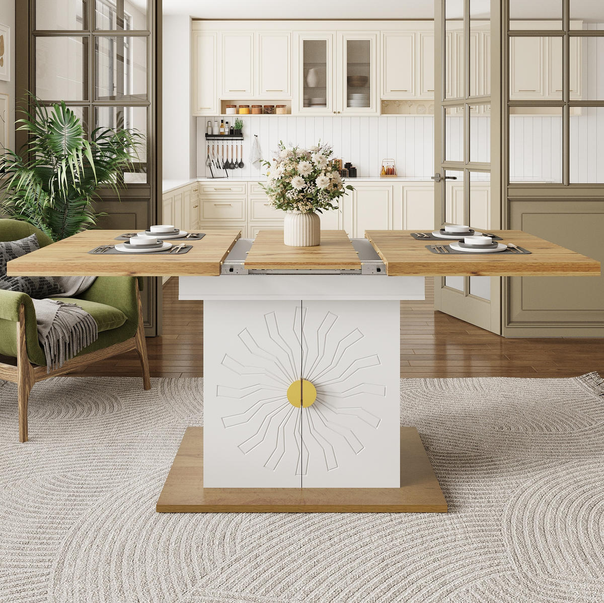 ESSTISCH 110(140)/76/70 cm Weiß aus MDF mit Ausziehfunktion - Weiß, Holzwerkstoff (110/70/76.5cm) - OKMYHOME