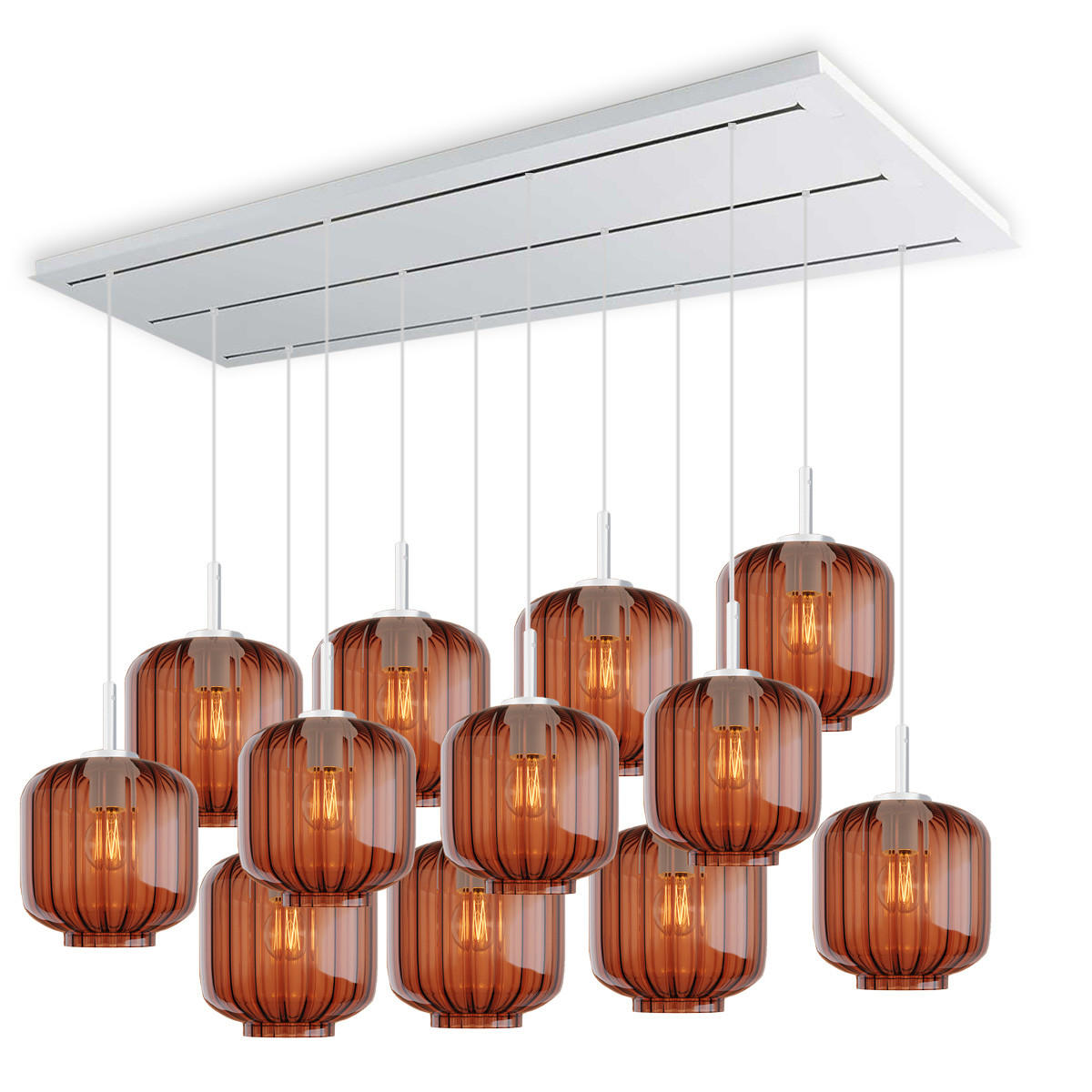 HÄNGELEUCHTE Velo 12-flammig Braun Ø 20cm - Braun/Weiß, Glas (20/20/20cm) - s.luce