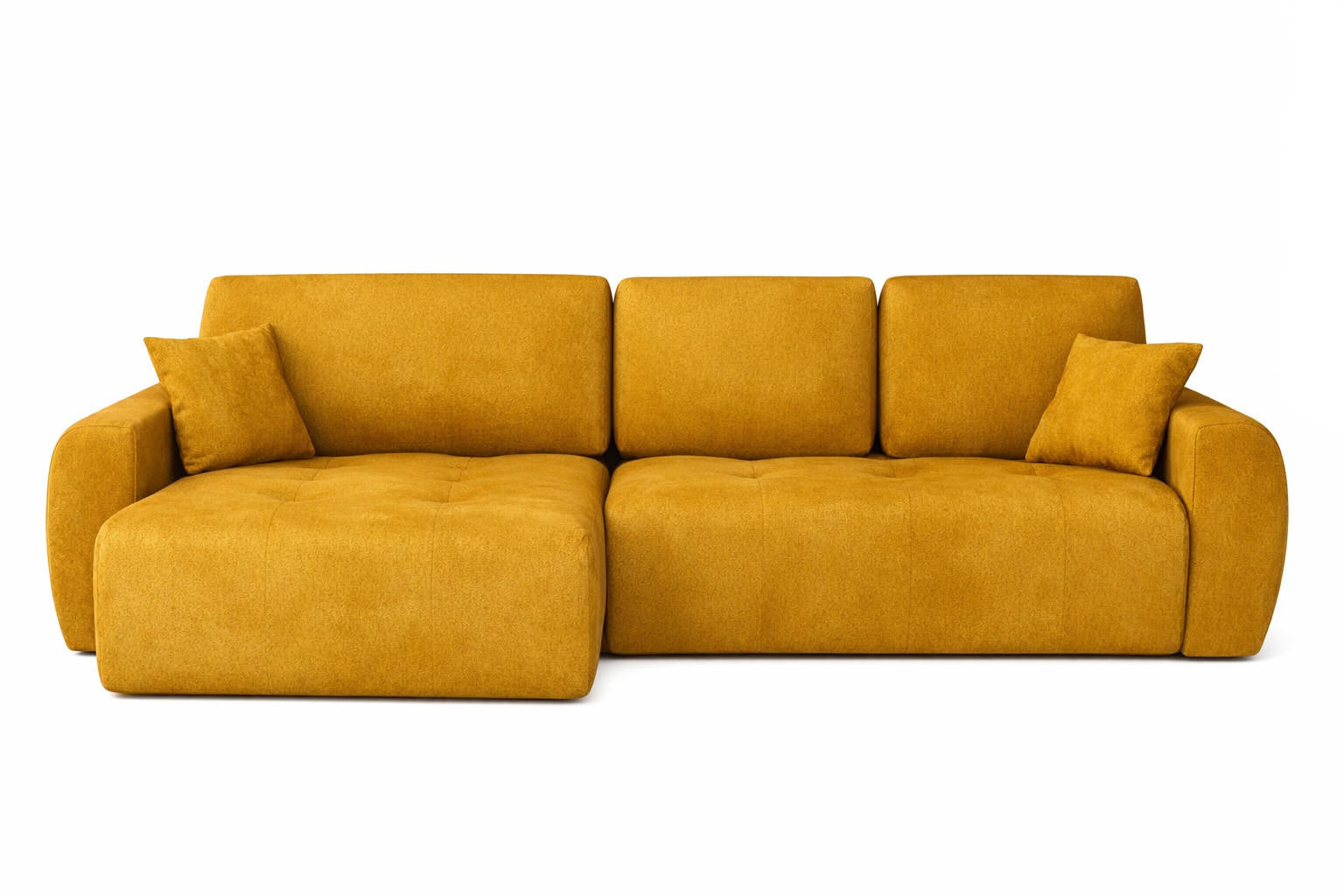 ECKSOFA Mit Schlaffunktion Und Bettkasten L-Form Ivo L, Veloursstoff Salvador, Gelb, Links - Gelb, Holz (250/142cm) - Kaiser Möbel