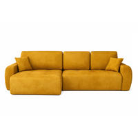 ECKSOFA Mit Schlaffunktion Und Bettkasten L-Form Ivo L, Veloursstoff Salvador, Gelb, Links - Gelb, Holz (250/142cm) - Kaiser Möbel