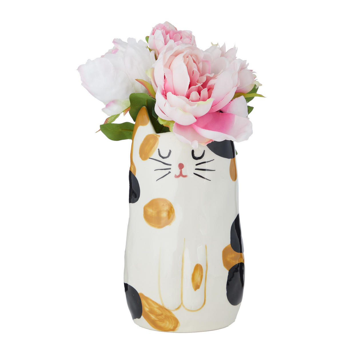 VASE Pablo Katze - Steingut - Beige - Beige/Schwarz, Keramik (20cm) - Butlers