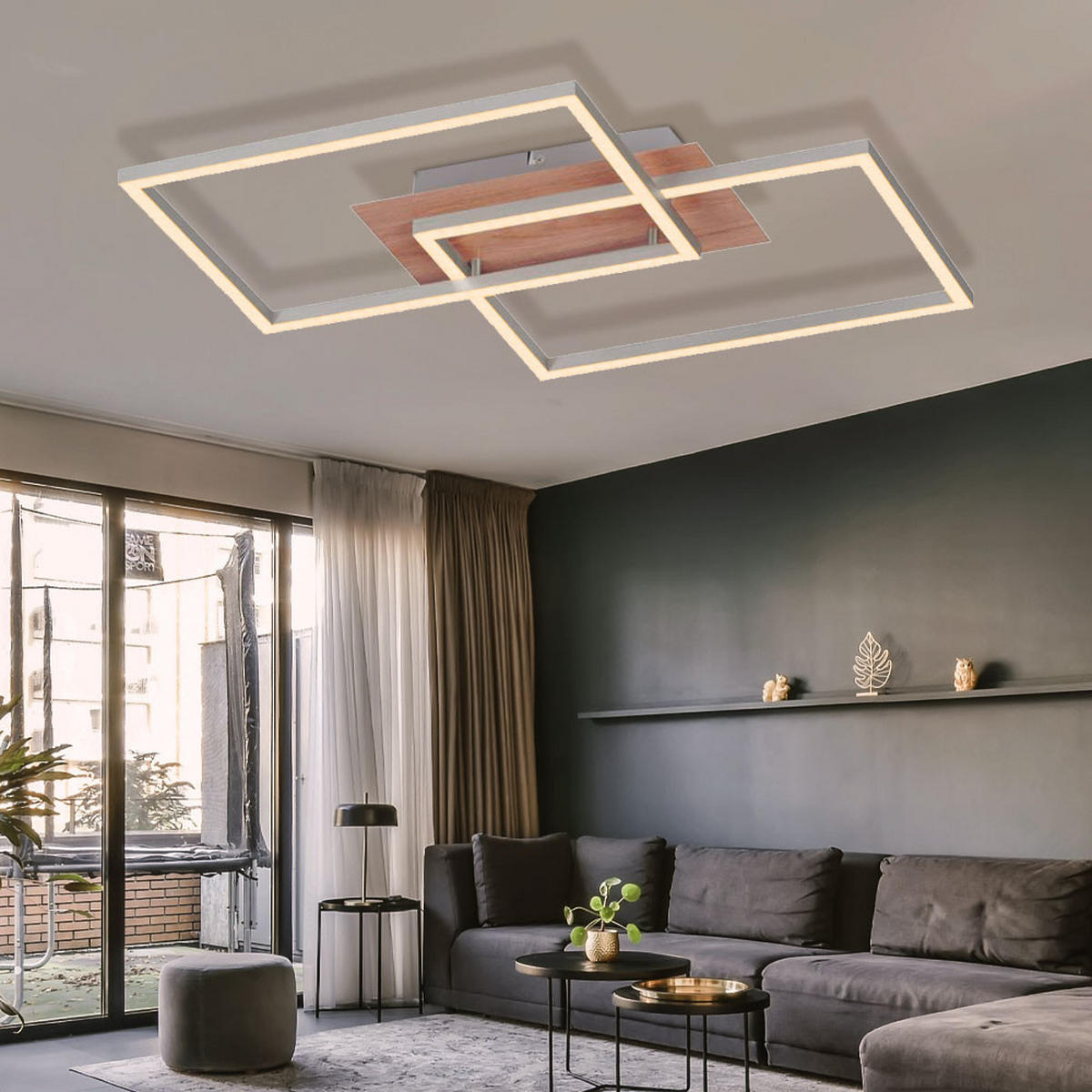 LED DECKENLEUCHTE IVEN Metall Silber - Silberfarben, Metall (50.4/42/7cm)