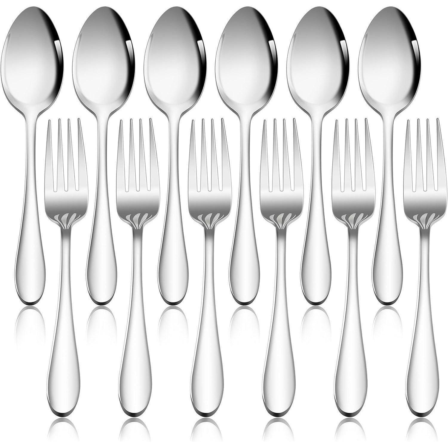 BESTECKSET 12-teilig Edelstahl Hochglanzpoliert - Silberfarben, Metall