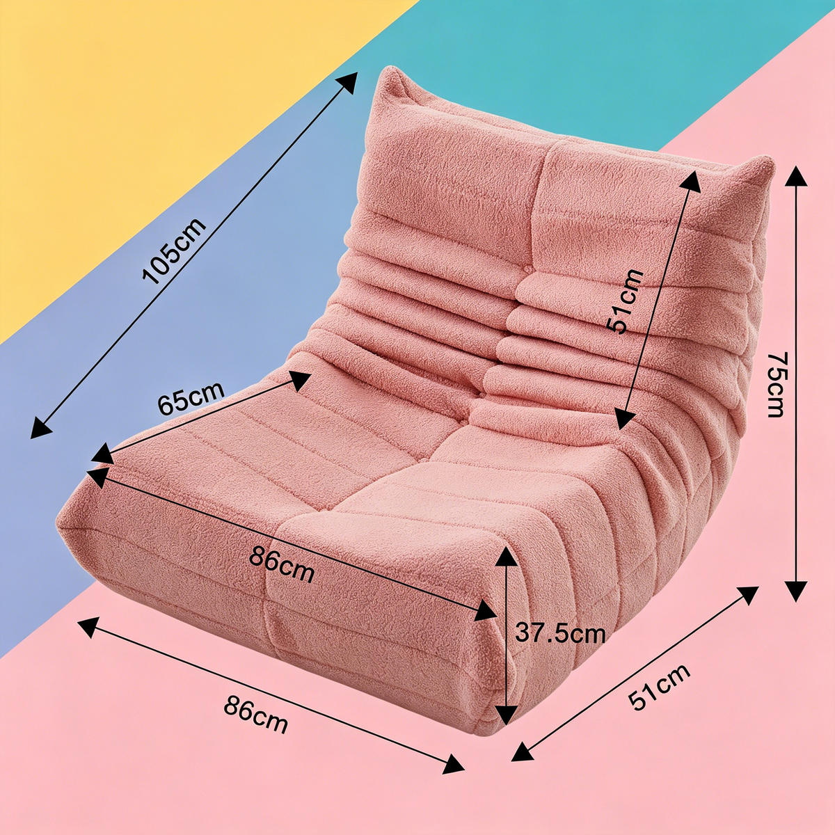 SITZSACK, 105x86x75 cm, Sitzsack in Birnenform, Sherpa-Stoff, Belastbarkeit bis 150 kg, Rosa - Rosa, Textil (86/75/105cm) - GENKI LIVING