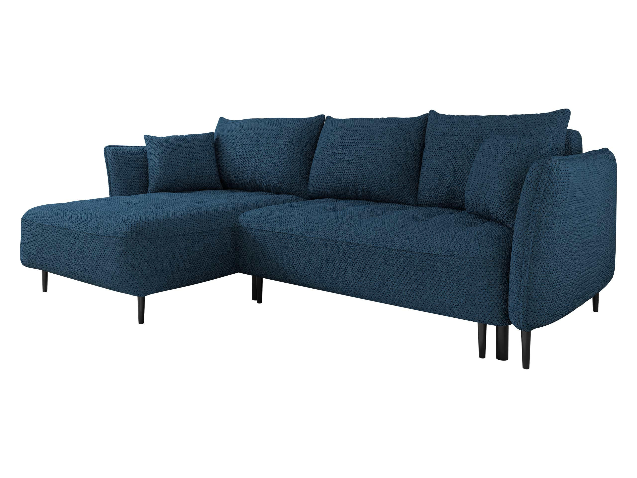 ECKSOFA Bari, Seite: Links - Schwarz/Dunkelblau, Holz/Textil (276/158cm) - MIRJAN24