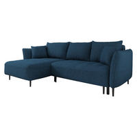 ECKSOFA Bari, Seite: Links - Schwarz/Dunkelblau, Holz/Textil (276/158cm) - MIRJAN24