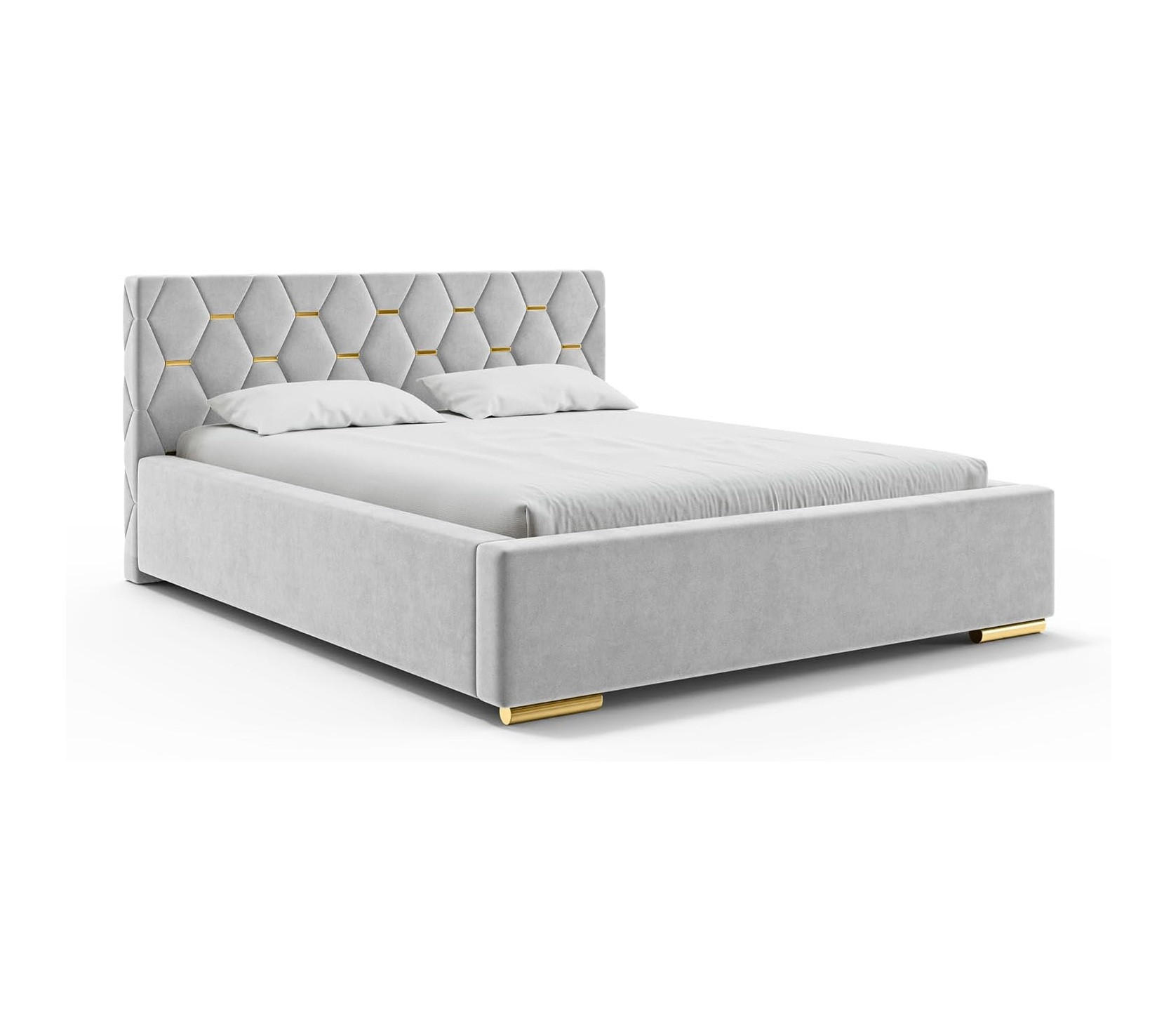 BETT VERSAL H3 - Goldfarben/Hellgrau, Holzwerkstoff (160/200cm) - Meblini
