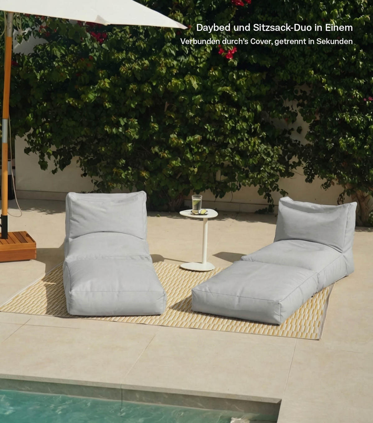 OOUTDOOR-LOUNGE Das Daybed - Grau, Textil (130/55/150cm) - Mokebo