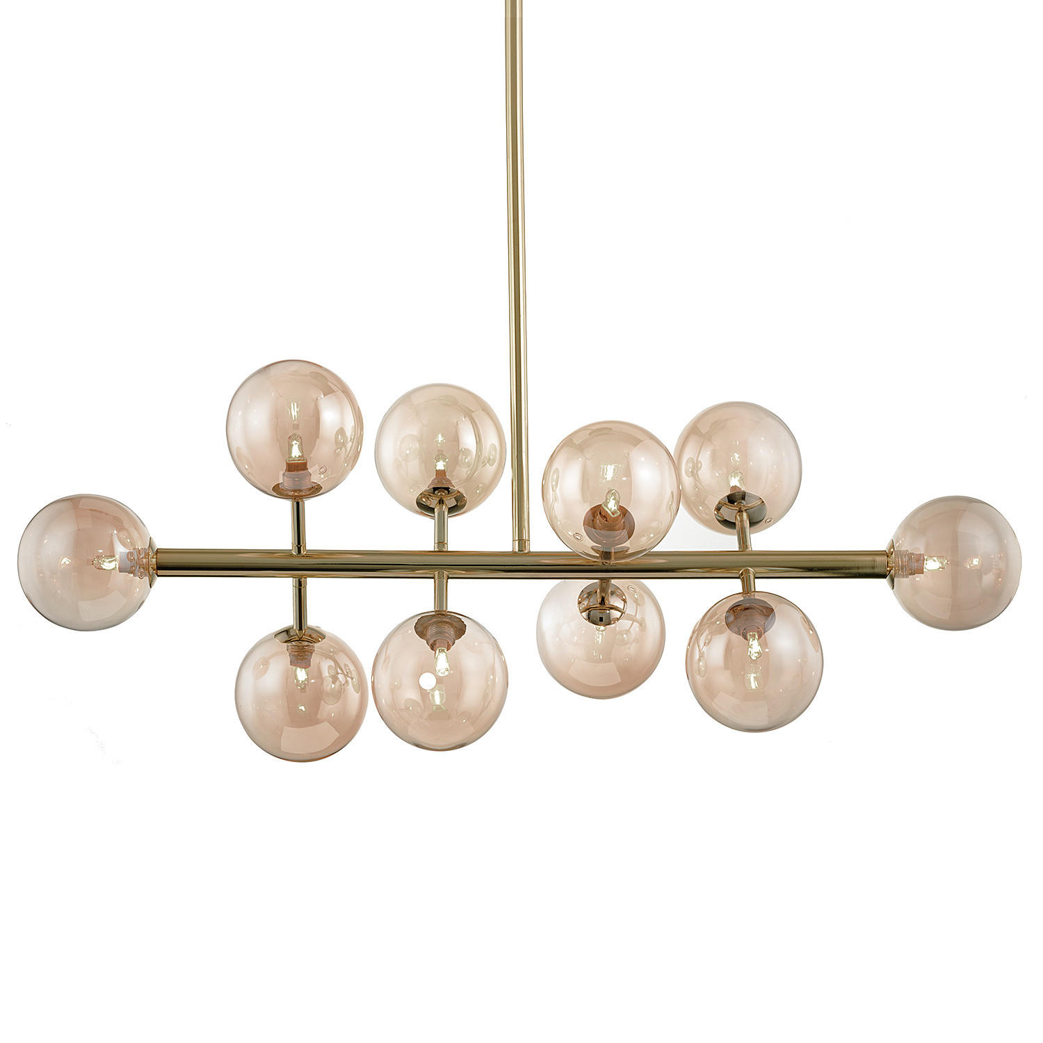 DECKENLEUCHTE - Metall, 10-flammig - Goldfarben, Glas (36/88/70cm) - home24