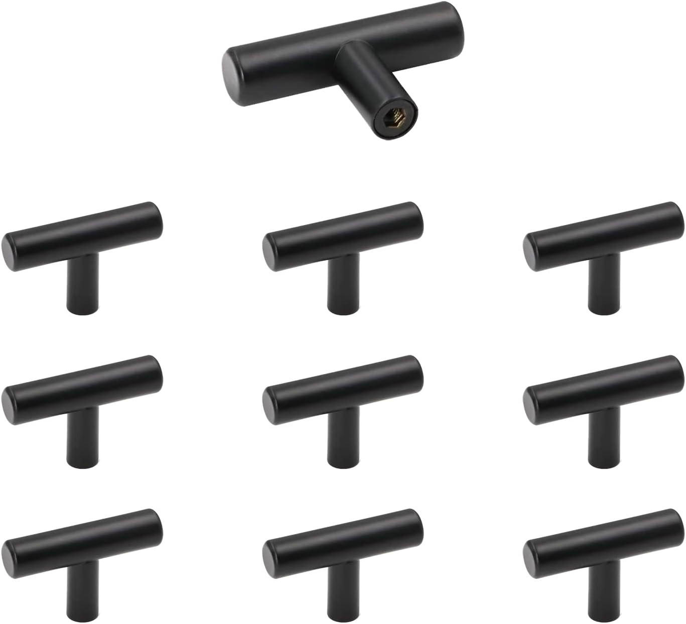 SCHRANKKNOPF Schwarz 10er-Set Edelstahl - Schwarz, Metall (1.2/5/5cm)