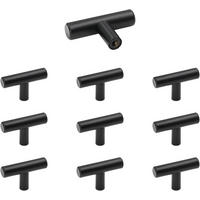 SCHRANKKNOPF Schwarz 10er-Set Edelstahl - Schwarz, Metall (1.2/5/5cm)