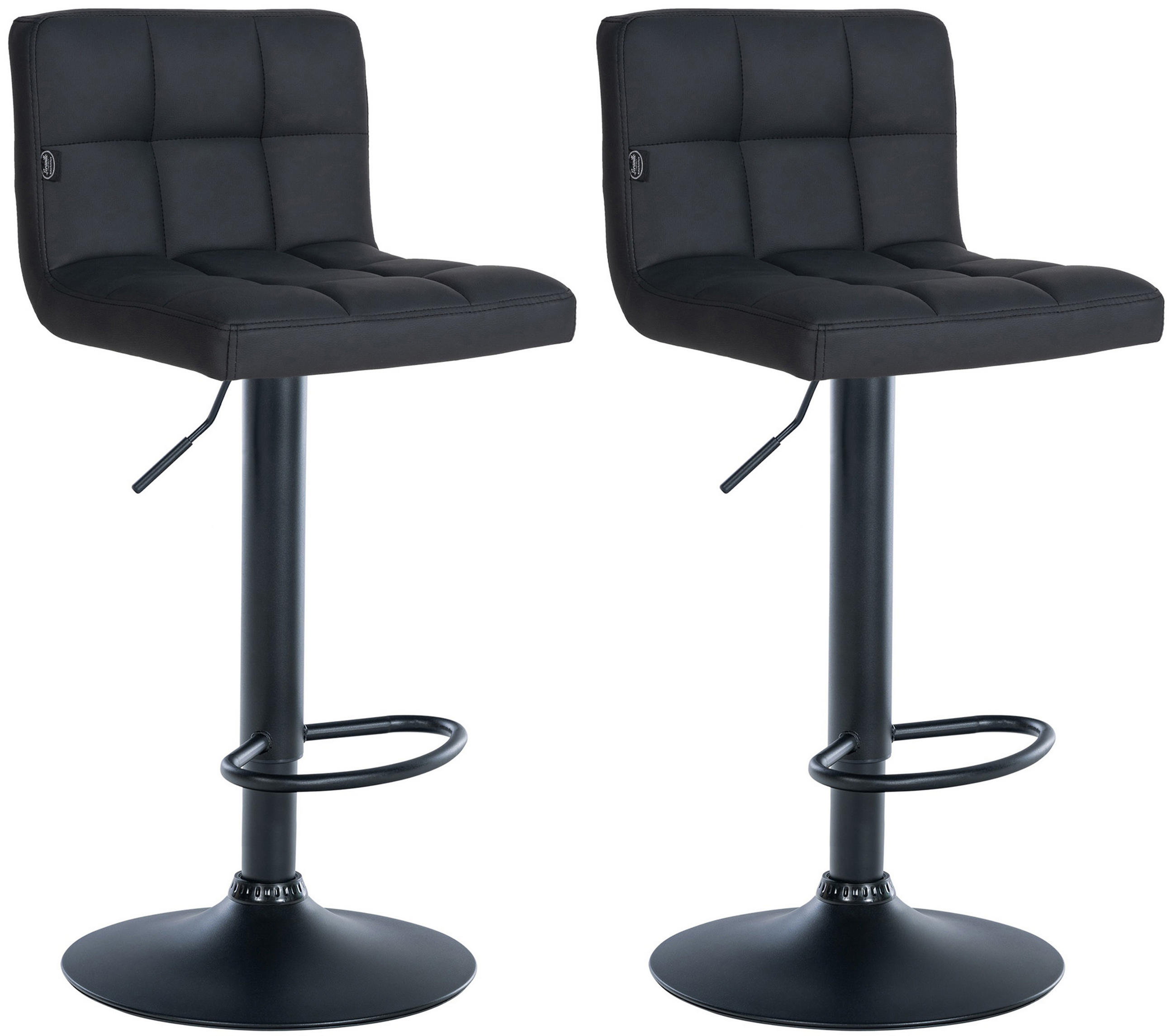BARHOCKER 2er Set Fenai Kunstleder schwarz schwarz - Schwarz, Kunststoff/Metall (40/106/40cm) - TPFLiving