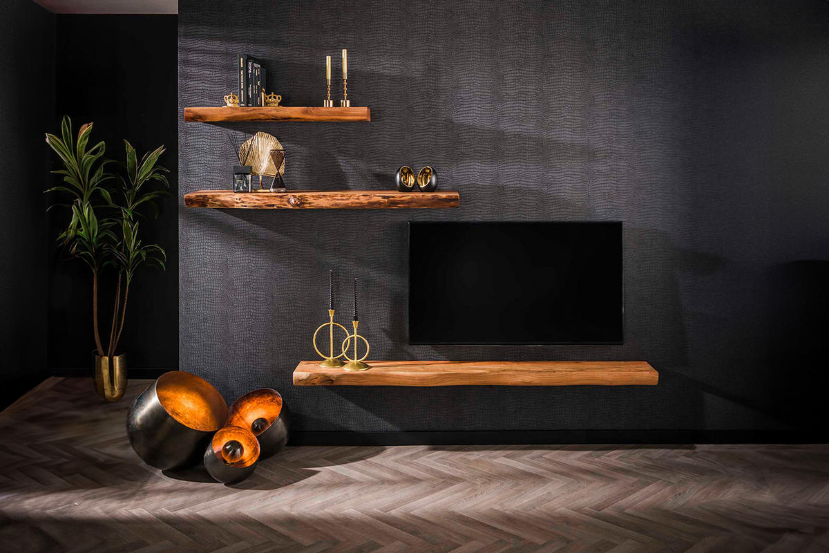 WANDREGAL SESA Holz Akazie - Naturfarben, Holz (150/8/25cm) - KAWOLA