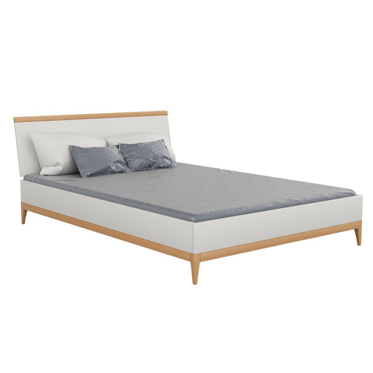 HOLZBETT Livia, Weiß/Naturfarben, 160x200 - Buchefarben/Weiß, Holz/Buchenholz (160/200cm) - Visby