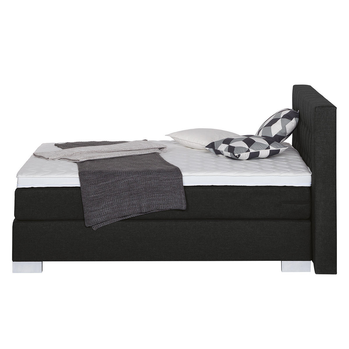 BOXSPRINGBETT - Webstoff - Schwarz, Textil (140/200cm) - home24