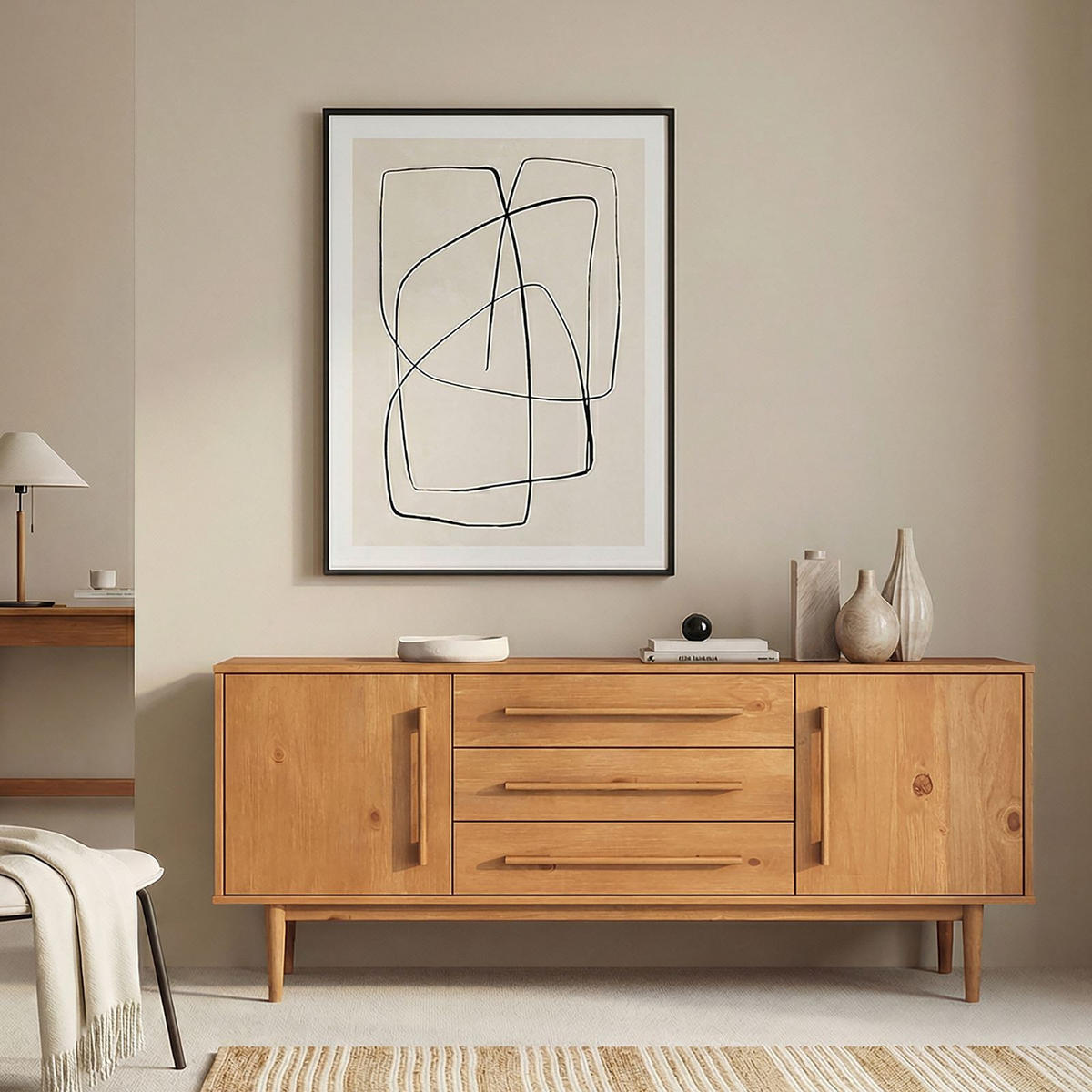 SIDEBOARD TECCA Eiche - Eichefarben, Holz (145/71/43cm) - IDIMEX