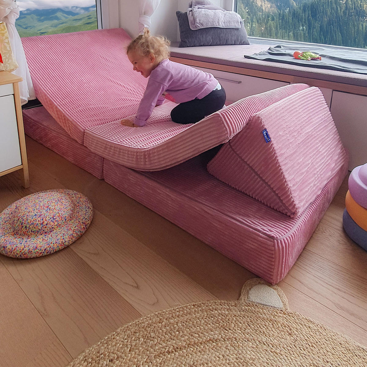 SPIELSOFA pink – XXL-Sofa für Kinder - Pink, Textil (1680/560/840cm) - Bruni