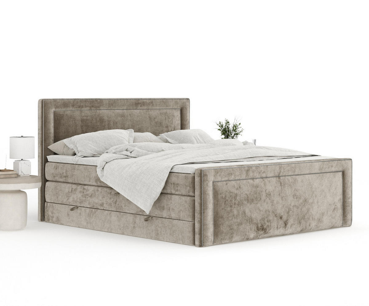 BOXSPRINGBETT Luxora Beige 160/200 cm - Beige/Schwarz, Holz/Holzwerkstoff (160/200cm) - Maison de Reve