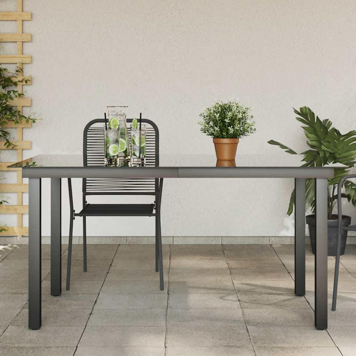 GARTENTISCH, 150/90/74 cm, aus Aluminium und Glas, Schwarz - Schwarz, Glas (90/150/74cm) - vidaXL