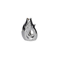 VASE Monsieur Carafon XS, Fisch-Form, Steingut, Silber, 13 cm - Silberfarben, Keramik (13cm) - Gift Company