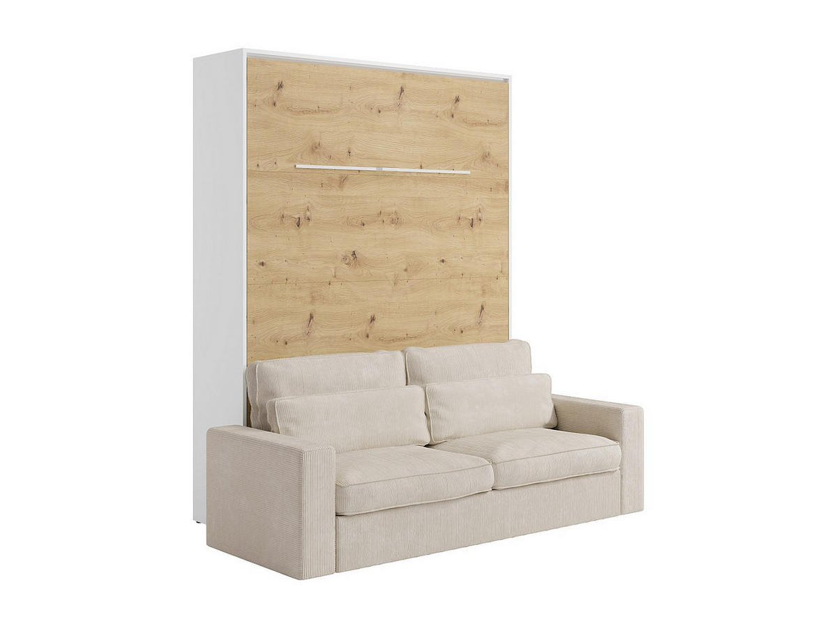 SCHRANKBETT - 2 Personen - holz - naturfarben hell, weiß Rapili - Naturfarben/Weiß, Holz (160/200cm) - Vente-Unique