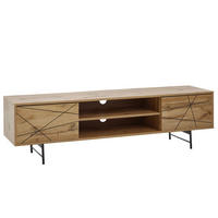 LOWBOARD Eiche-Dekor Modern Stil 160x45x40 cm mit zwei Türen - Schwarz/Braun, Holzwerkstoff/Metall (160/45/40cm) - KADIMA DESIGN