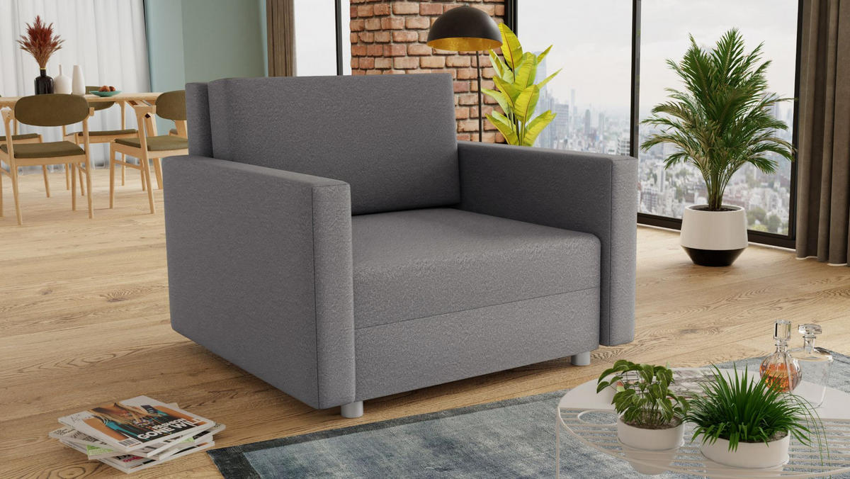 SCHLAFSOFA Pura Midi - Silberfarben/Grau, Holz/Kunststoff (102/83/105cm)
