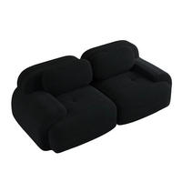 2-SITZER-SOFA 208 cm, Modernes Sofa mit geschwungenen Armlehnen, Schwarz - Schwarz, Textil (208/70/103cm) - Kaket