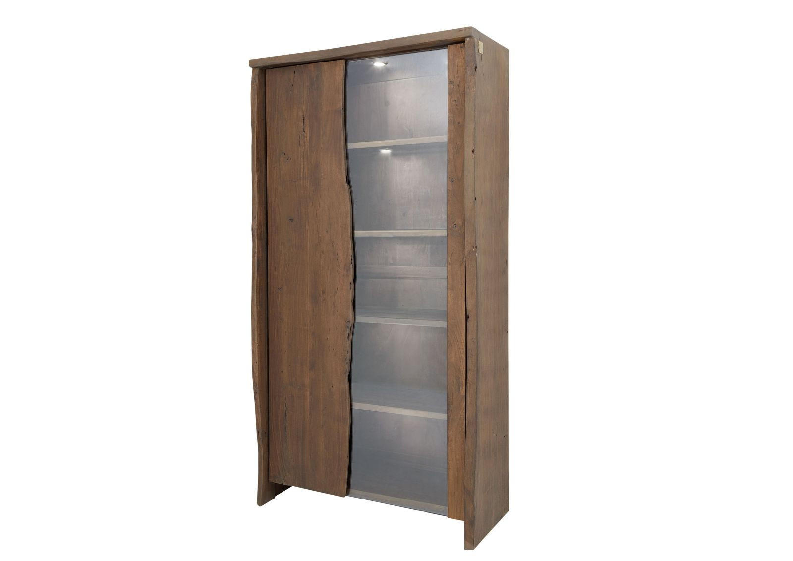 VITRINE Akazie 105x45x204 braun lackiert PURE ACACIA #811 - Braun, Holz (105/204/45cm) - Massivmoebel24