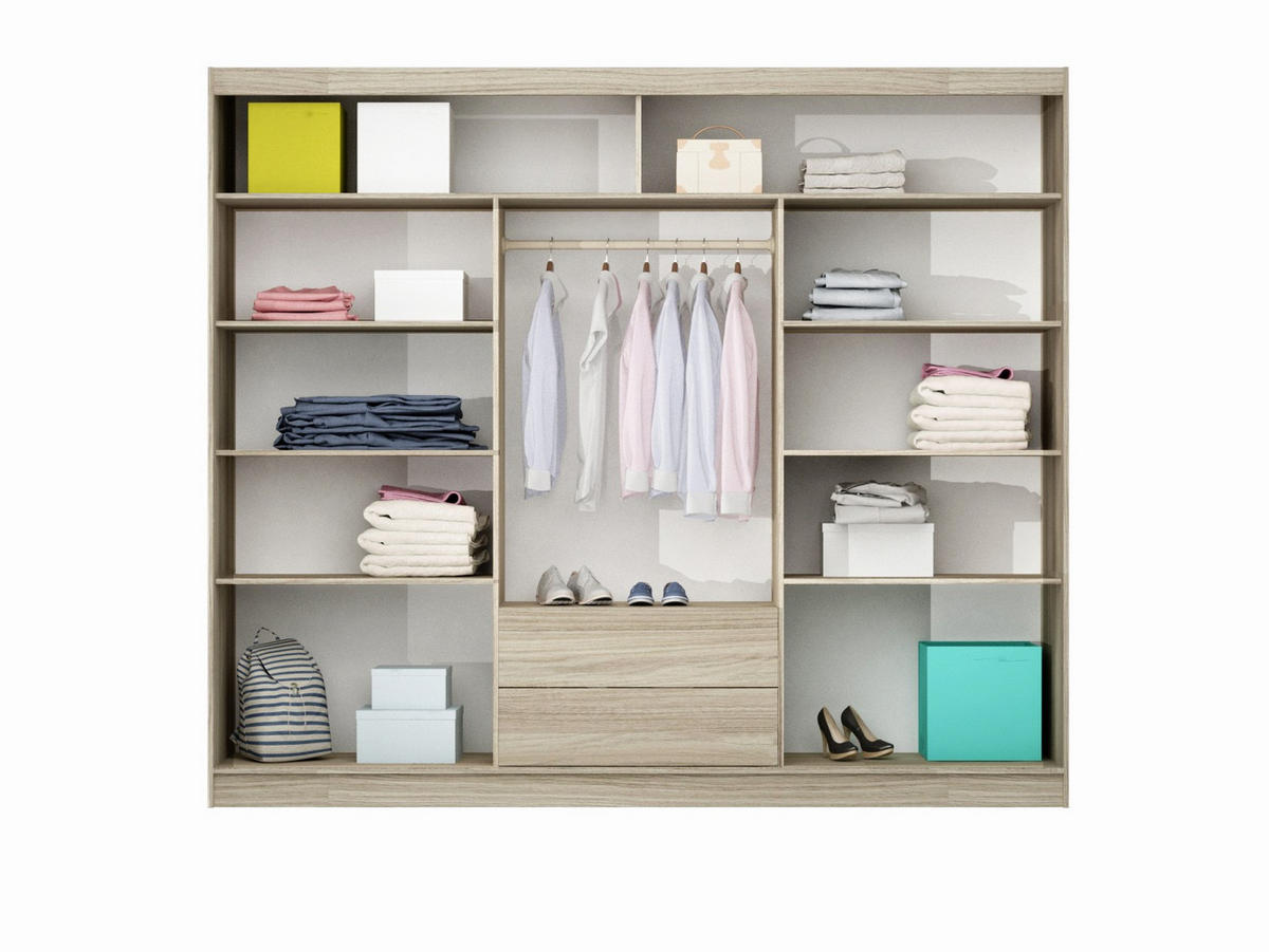 SCHWEBETÜRENSCHRANK NIDALE 250/215/61 cm 3-türig Sonoma Eiche - Sonoma Eiche, Holzwerkstoff (250/215/61cm) - MASSENO