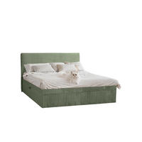 BOXBETT Bettkasten Und Topper TRENTO Ohne Bein Stoff Plüsch Cord 140x200 cm Olive H3-Bonell - Olivgrün, Holz/Textil (140/200cm) - Kaiser Möbel