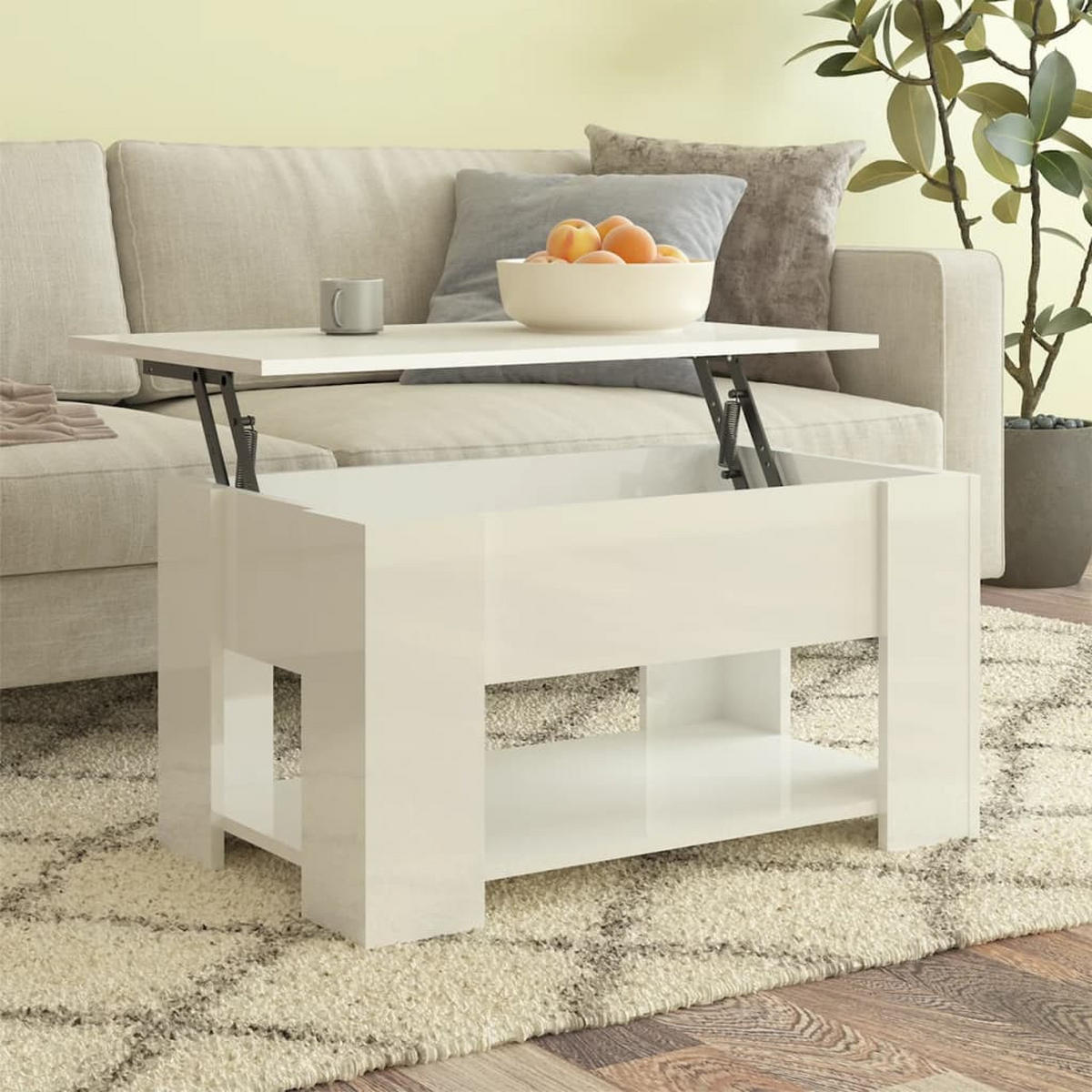 COUCHTISCH Hochglanz-Weiß 79x49x41 cm Holzwerkstoff - Weiß, Holzwerkstoff (49/79/41cm) - furnicato