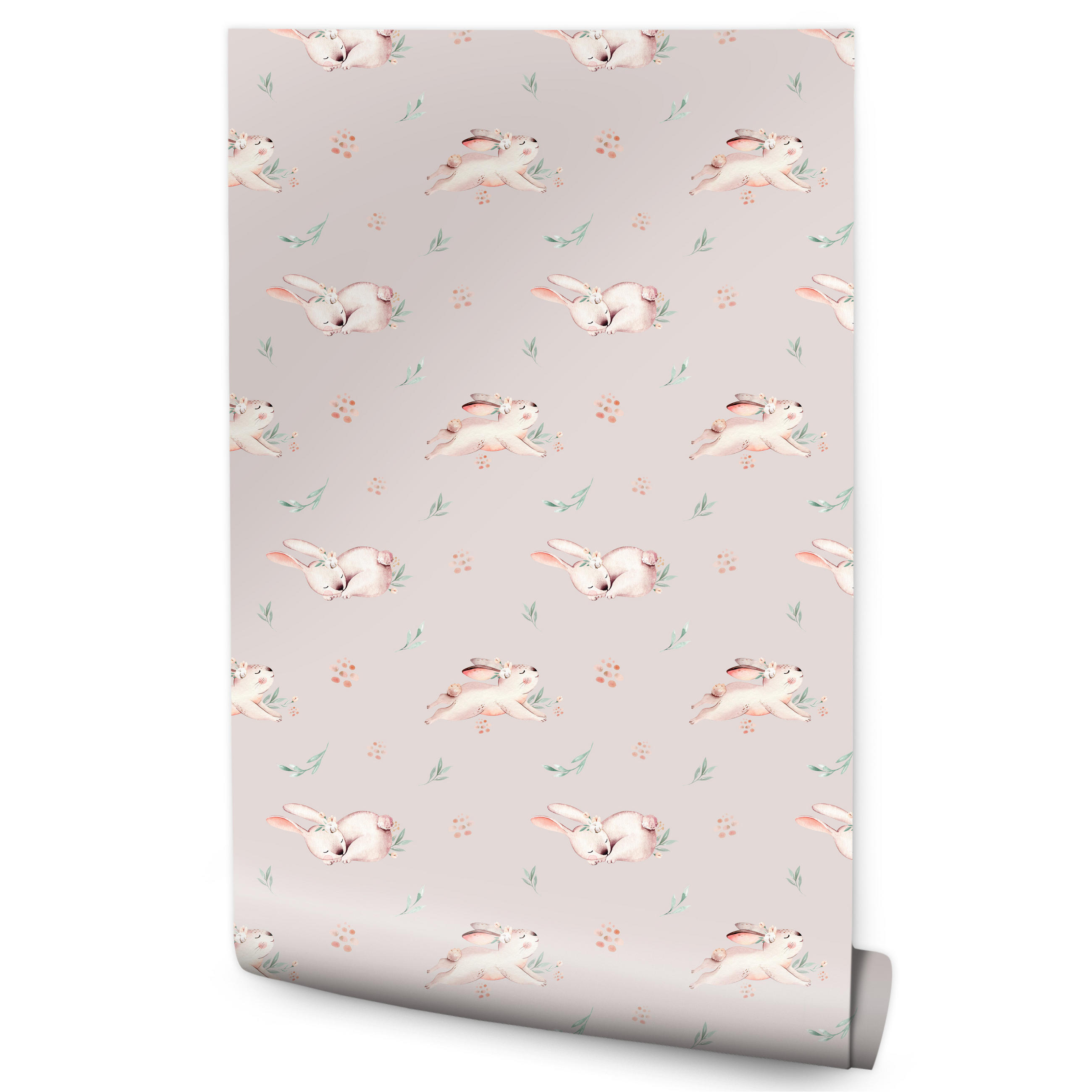 VLIESTAPETE Häschen und Blumen – Rosa, Weiß – 50x1000 cm - Rosa/Weiß, Papier (50/1000cm) - Muralo