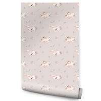 VLIESTAPETE Häschen und Blumen – Rosa, Weiß – 50x1000 cm - Rosa/Weiß, Papier (50/1000cm) - Muralo