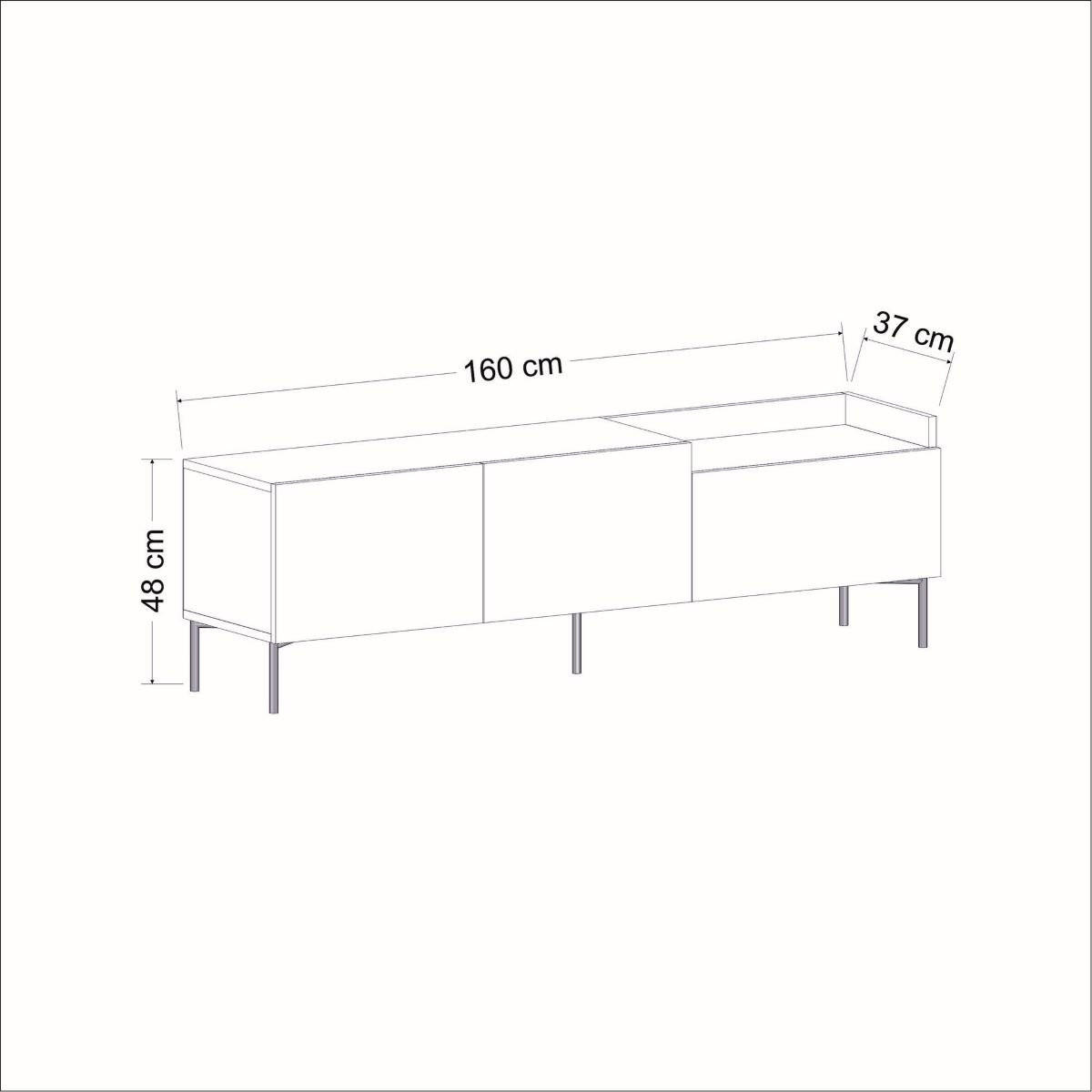 TV-MÖBEL 3 Türen anthrazitgrau L160 cm - Mia - Anthrazit, Holzwerkstoff (37/48/160cm) - Calicosy