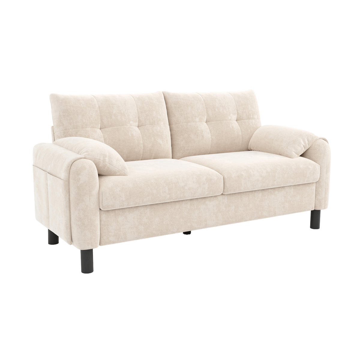 2-SITZER SOFA Chenille Beige mit Seitentaschen - Beige, Holzwerkstoff/Kunststoff (158/88.5/80cm) - WISHDOR