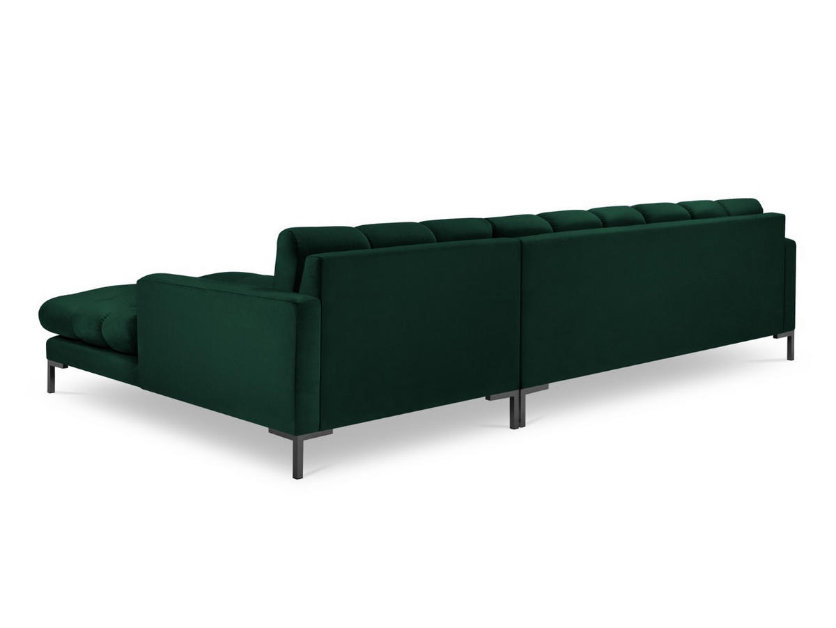 ECKSOFA rechts Mamaia aus Samt flaschengrün 5 Sitzplätze - Grün, Textil (185/293cm) - Micadoni