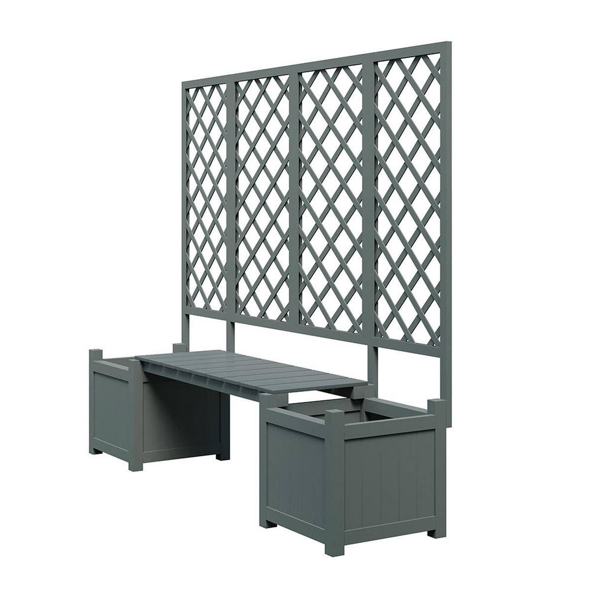 BLUMENKASTEN mit Spalier und Sitz für Garten Hof Terrasse，grau - Grau, Holz (42/145/169cm) - KOMHTOM