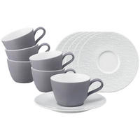 KAFFEETASSEN MIT UNTERTASSEN Life Fashion Elegant Grey 240 ml 6er Set - Grau, Keramik (16.5/8.2/16.5cm) - Seltmann Weiden