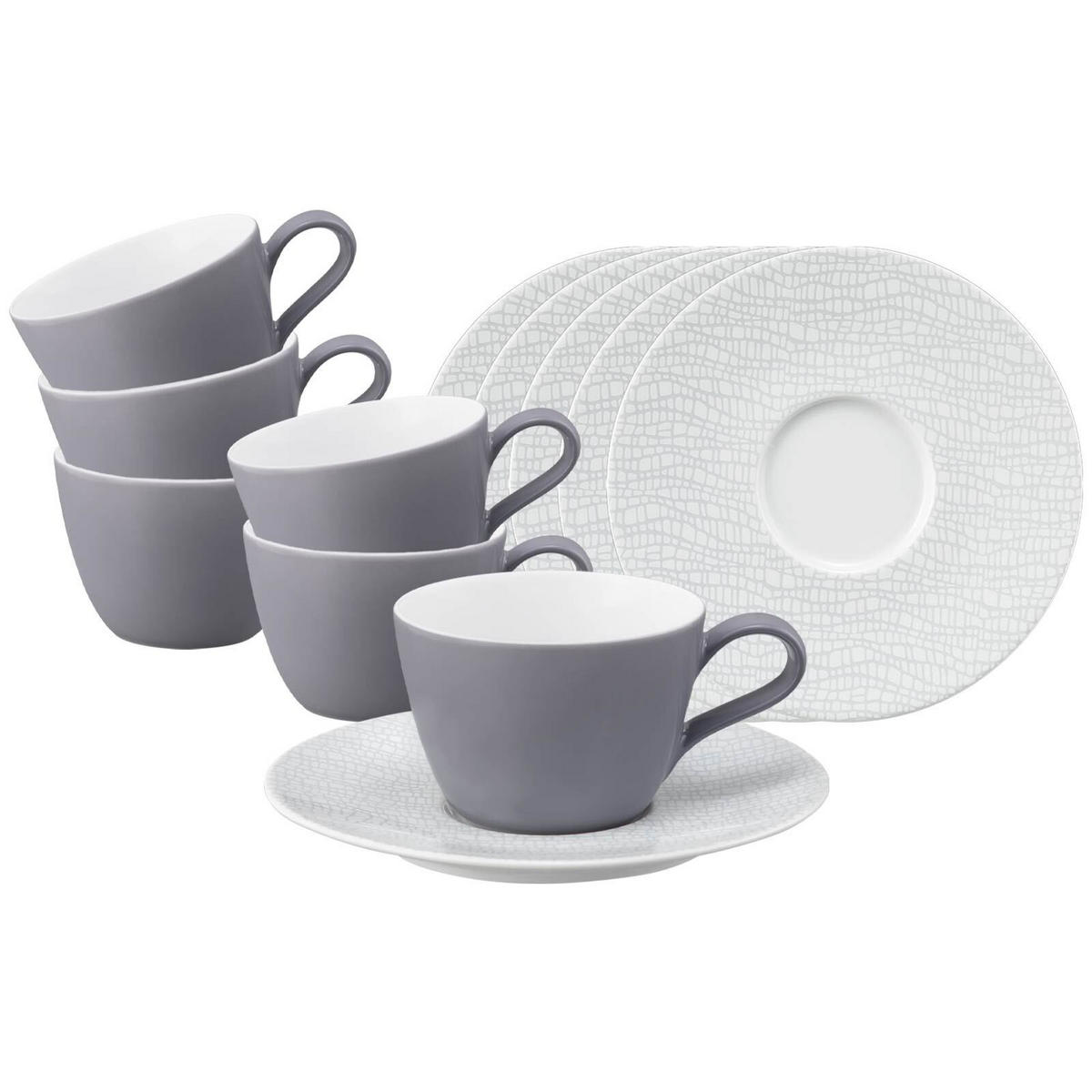 KAFFEETASSEN MIT UNTERTASSEN Life Fashion Elegant Grey 240 ml 6er Set - Grau, Keramik (16.5/8.2/16.5cm) - Seltmann Weiden