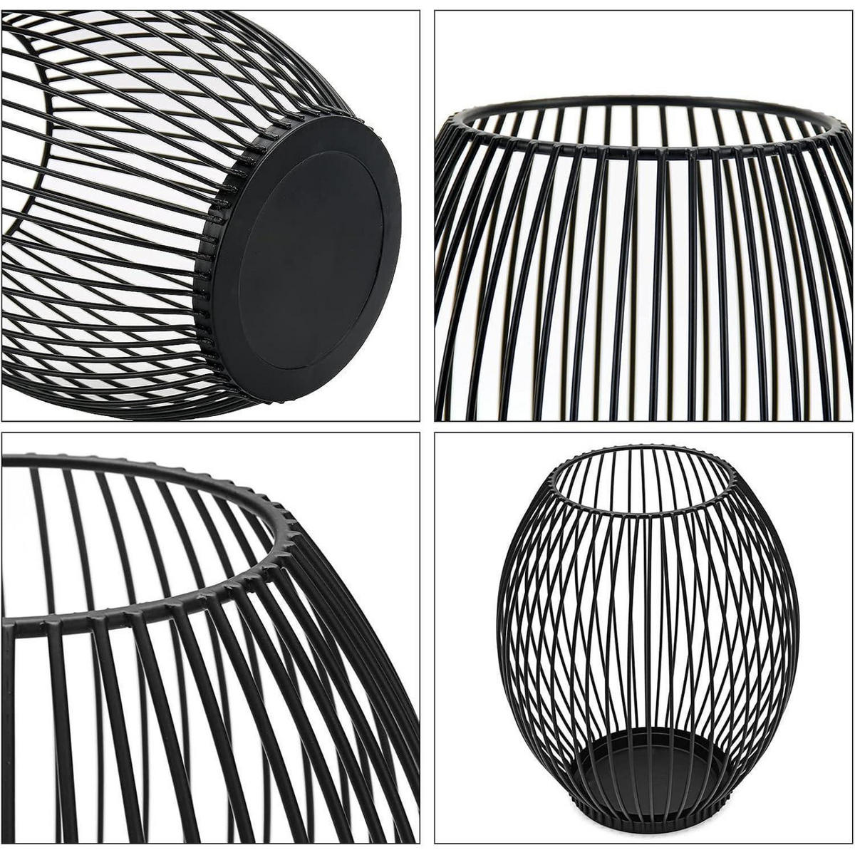 KERZENSTÄNDER 2er Set Oval Metall Schwarz - Schwarz, Metall (9/18/9cm)