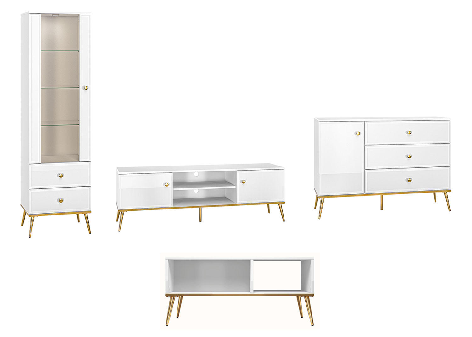 Feldmann-Wohnen Wohnzimmer-Set Weiß 335x190x40 cm