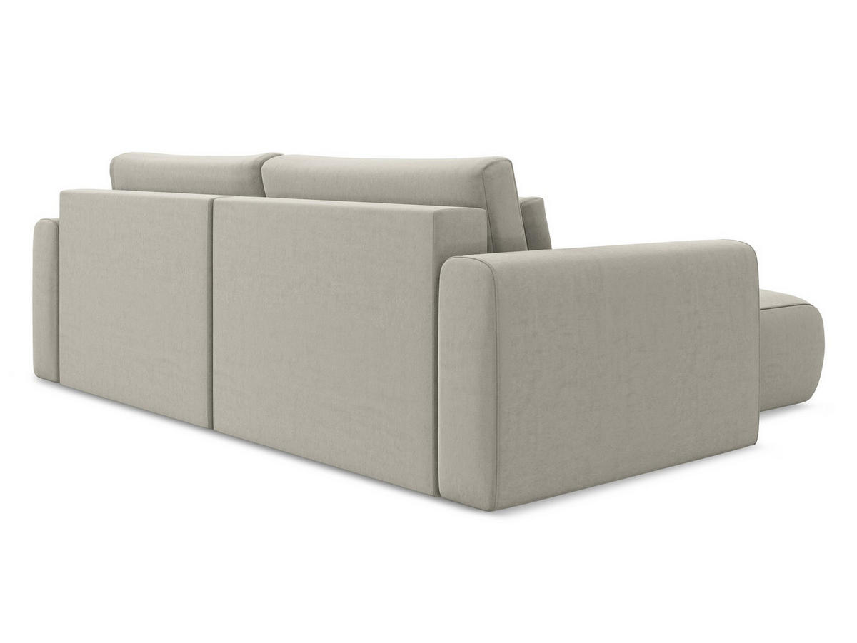 ECKSOFA mit Schlaffunktion Samt Stoff Creme - Perlmutt/Creme, Kunststoff/Textil (149/240cm) - Makamii