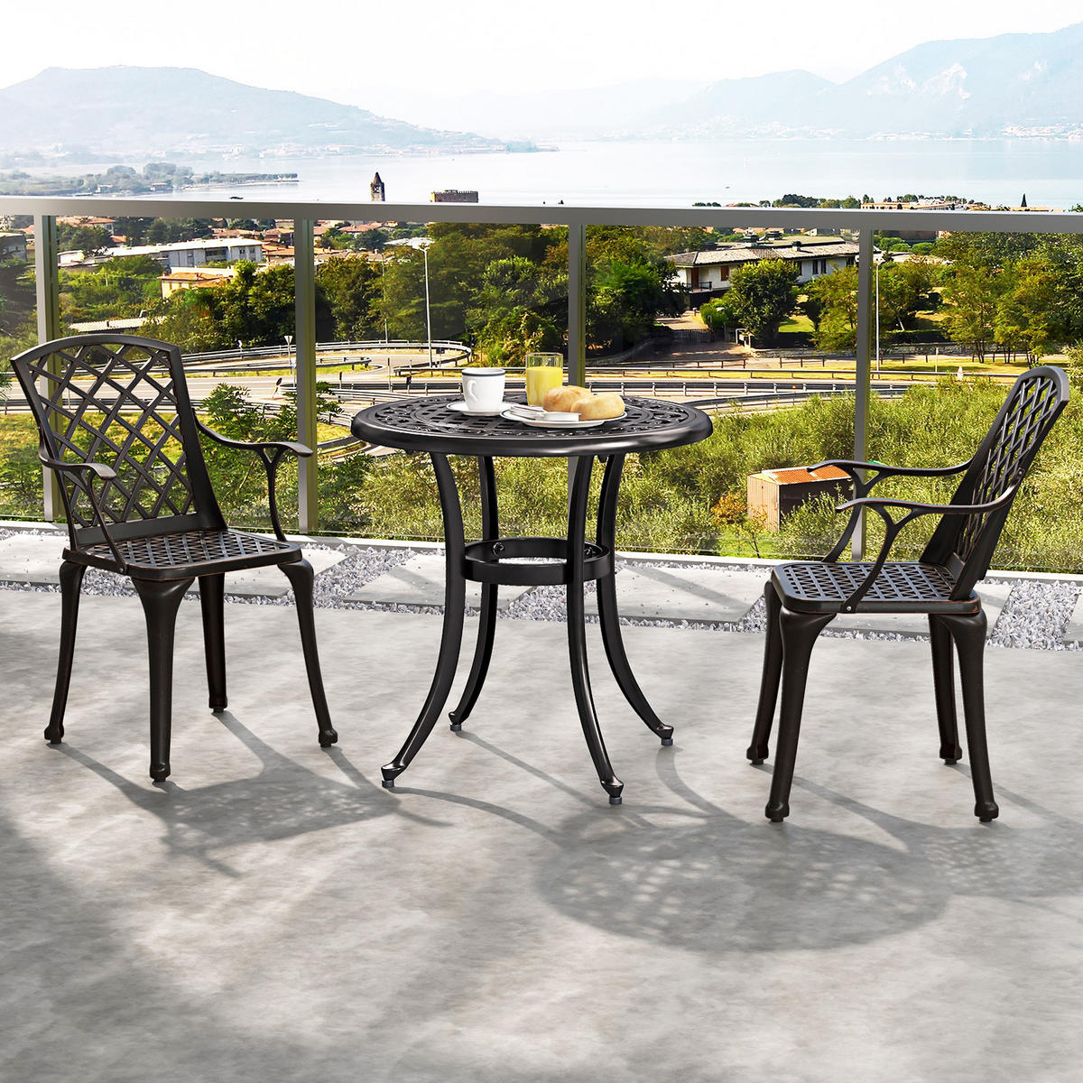 GARTENSTÜHLE Rotes Kupfer(2er-Set) - Rot, Metall (46/94/52cm) - COSTWAY