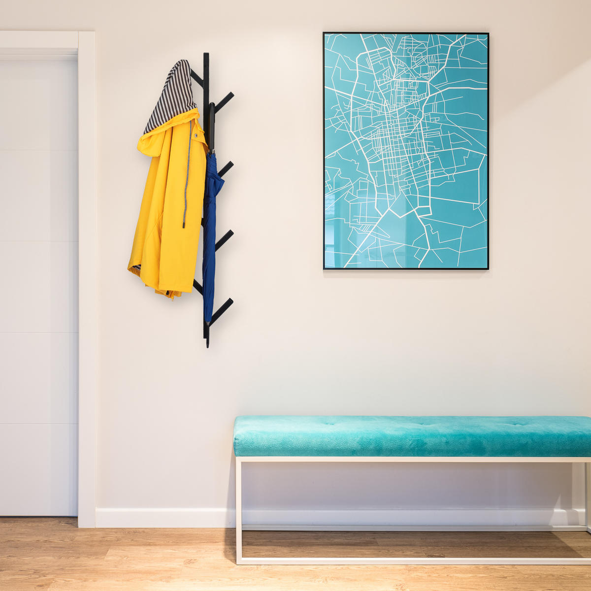 WANDGARDEROBE - Schwarz, Metall (19.5/100.5/7cm) - Relaxdays
