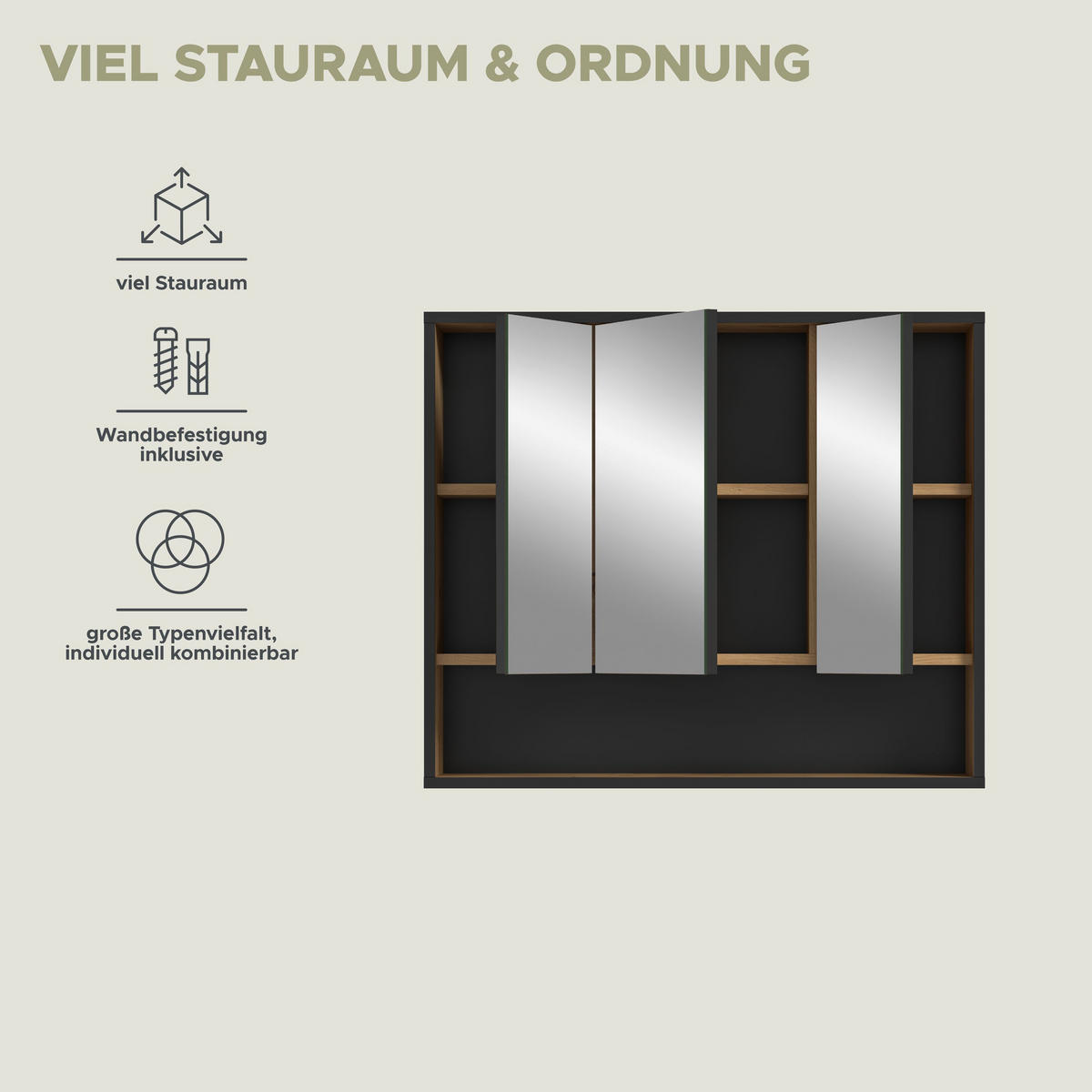 SPIEGELSCHRANK Klara (B/H/T: ca. 80/68/19 cm) in Artisan Oak Nachbildung/Artisan Oak Nachbildung - Eiche Artisan, Holzwerkstoff (80/68/19cm)