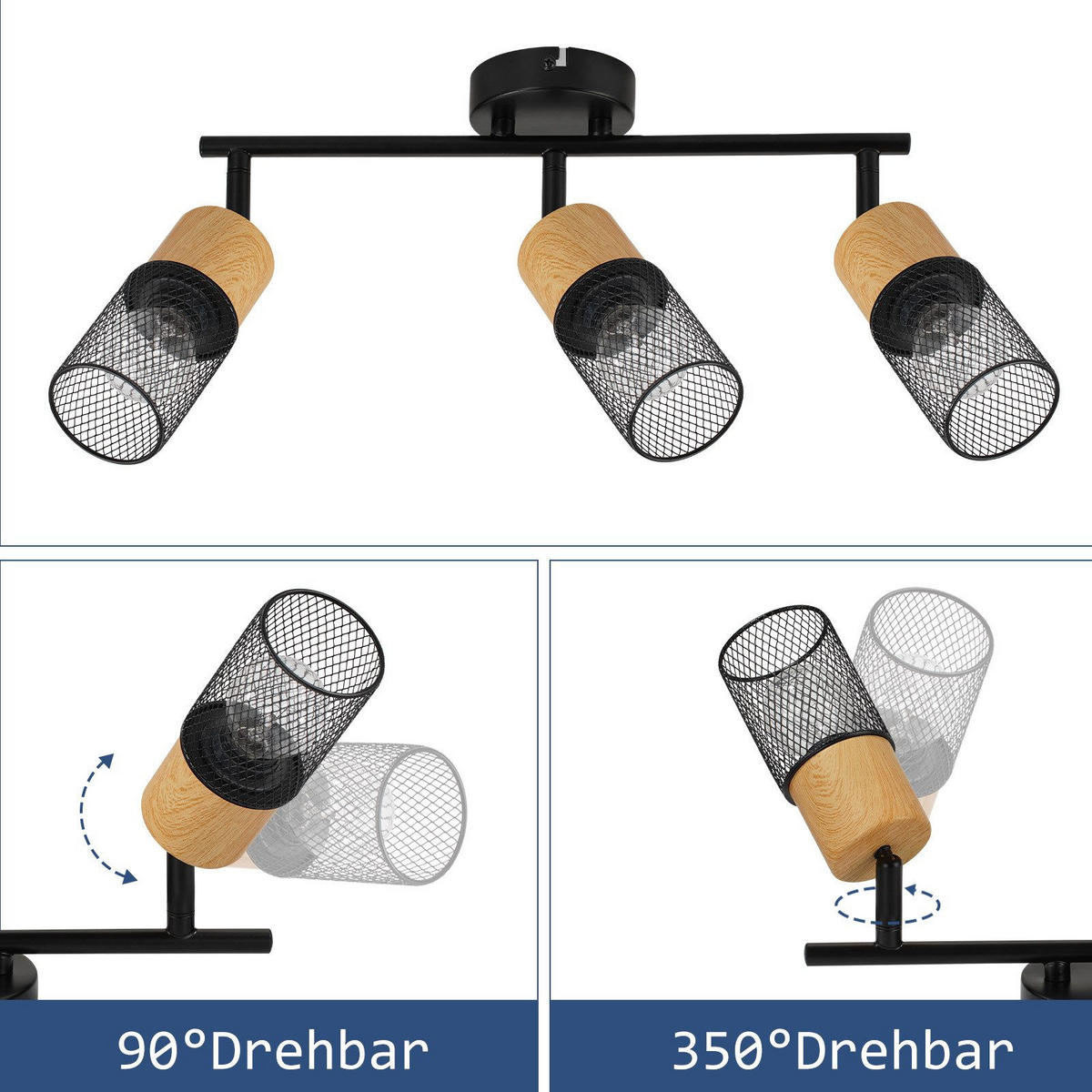STRAHLER Wilhelmshaven 3-flammig 38.3/9/23 cm - Schwarz, Metall (38.3/9/23cm) - Nettlife