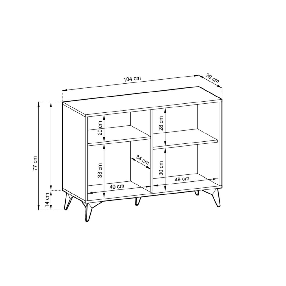 KOMMODE DIAMOND K2D (Eiche Evoke, Schwarz, Fischgrätmuster, Metallfüße, Push to Open) - Eichefarben/Schwarz, Holz/Holzwerkstoff (104/77/39cm) - Ravio