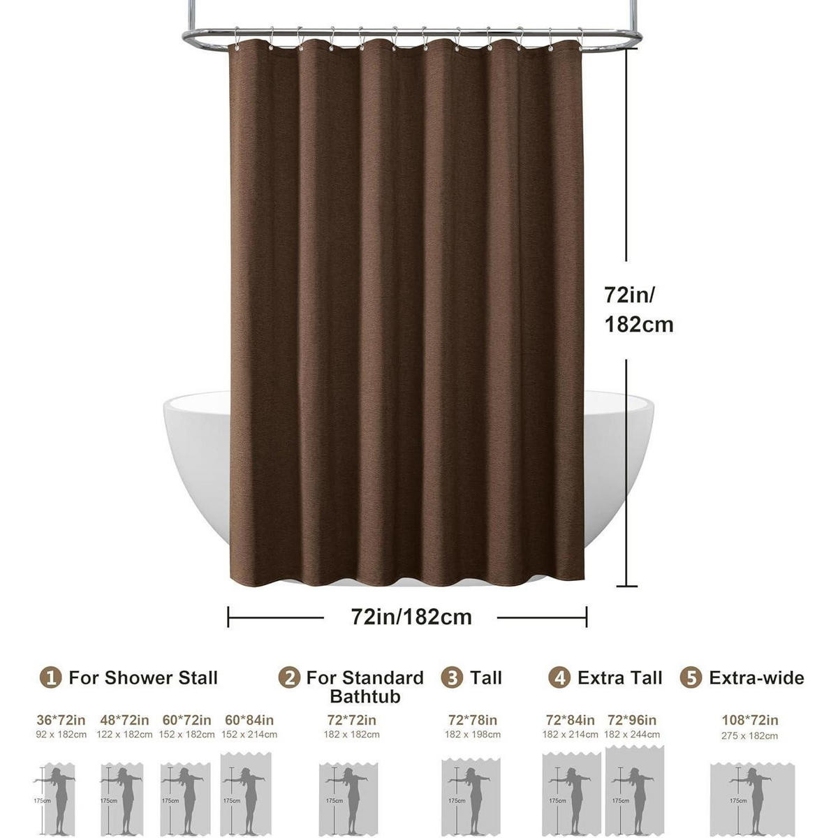 DUSCHVORHANG Leinen Braun 182 x 182 cm - Braun, Textil (182/182cm)